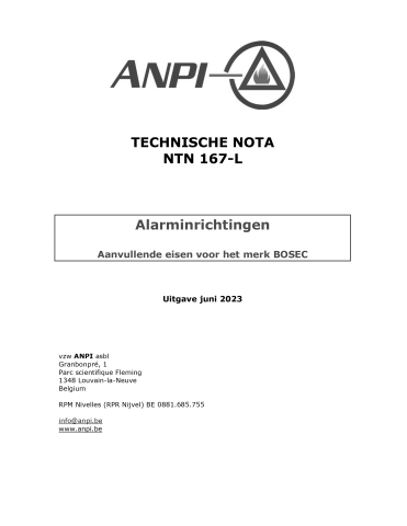 NTN 167-L Branddetectie - Alarminrichtingen - Aanvullende eisen voor het merk BOSEC
