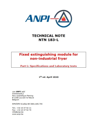 NTN 183-L Fixed extinguishing module for non-industrial fryer : Part L (E)