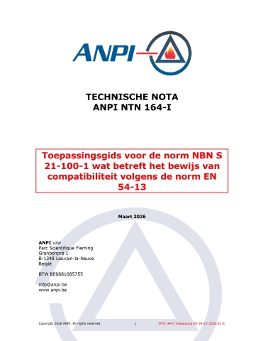 NTN 164-I – Application guide for standard NBN S 21-100-1 regarding the demonstration of compatibility according to standard EN 54-13