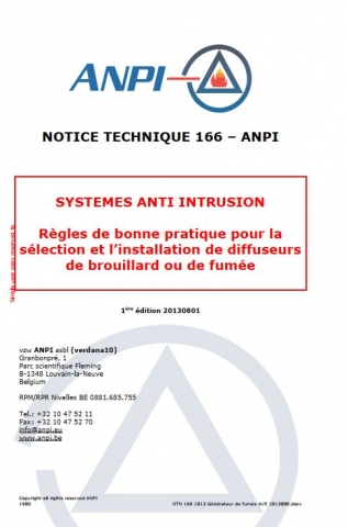 NTN 166 Systèmes anti intrusion - Diffuseurs de brouillard ou de fumée 