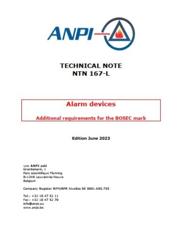 NTN 167-L Smoke alarm devices additional requirements for the brand BOSEC