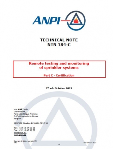 NTN 184-C Remote testing and monitoring of sprinkler systems Part C - Certification