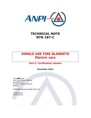NTN 187-C Single use fire blankets - (Electric) cars