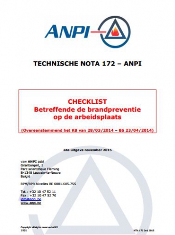NTN 172 Checklist Brandpreventie op de arbeidsplaats