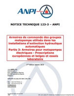 NTN 123-3 Installations d'extinction hydraulique automatique - 3: Armoires pour motopompes électriques - Prescriptions européennes et belges et essais laboratoire